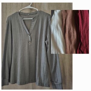 4 COLORS! Long Sleeve Cable Top